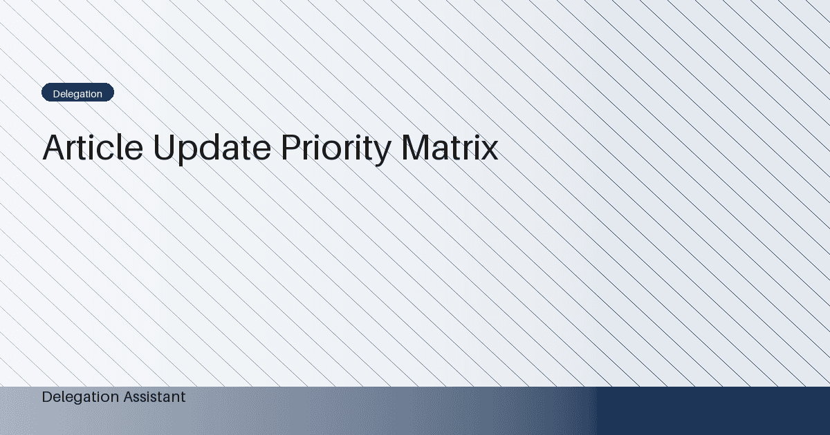 Article update priority matrix: A Practical Operating Guide