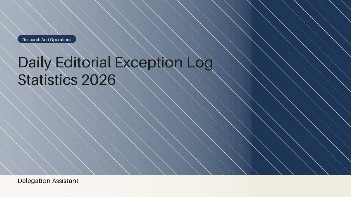 Deterministic editorial research dashboard illustrating daily editorial exception log statistics