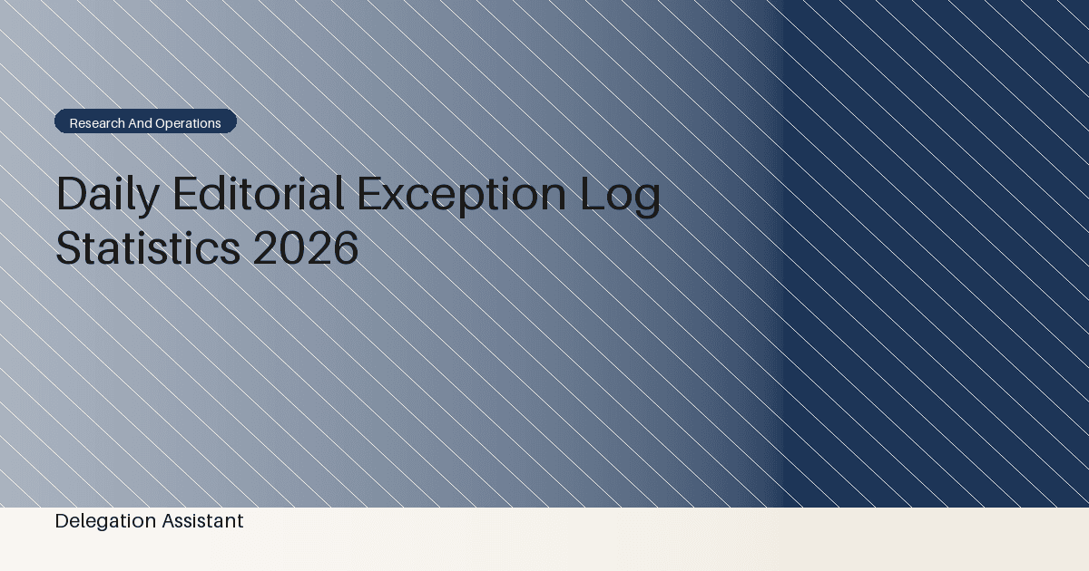 Deterministic editorial research dashboard illustrating daily editorial exception log statistics