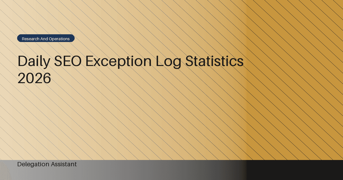 Deterministic editorial research dashboard illustrating daily SEO exception log statistics
