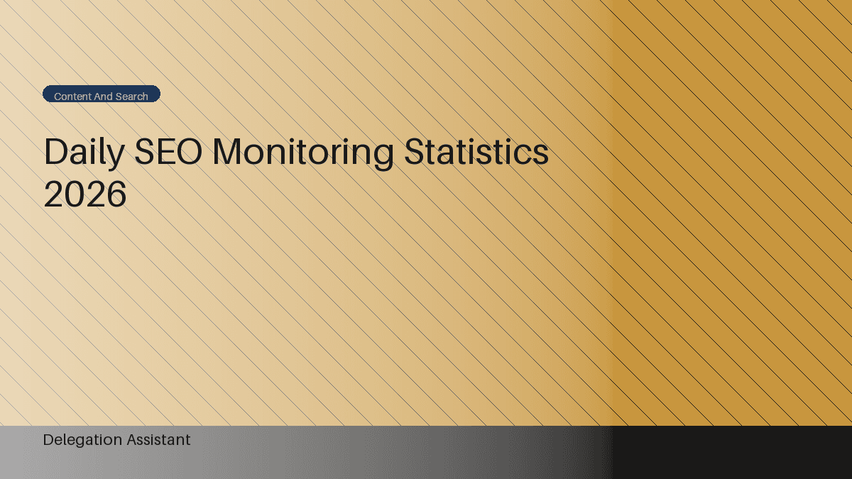 Deterministic editorial research dashboard illustrating daily SEO monitoring statistics