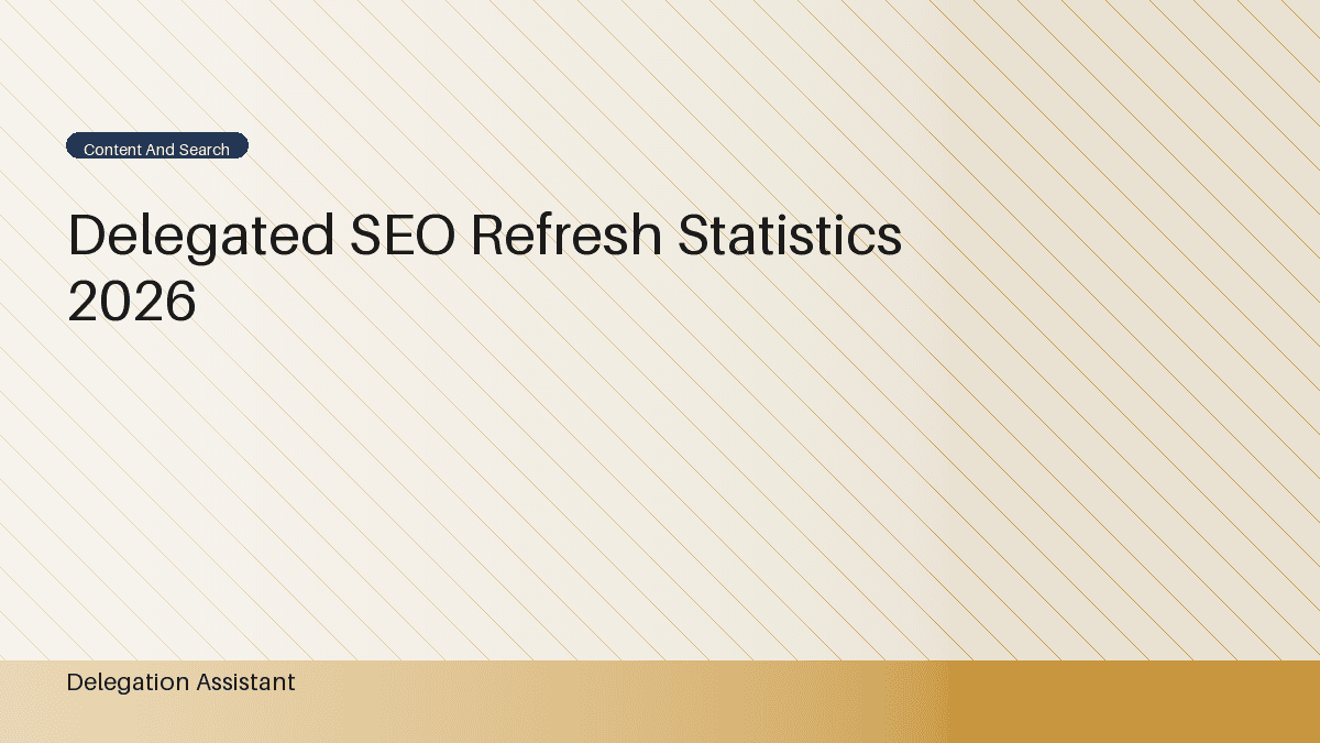 Deterministic editorial research dashboard illustrating delegated SEO refresh statistics