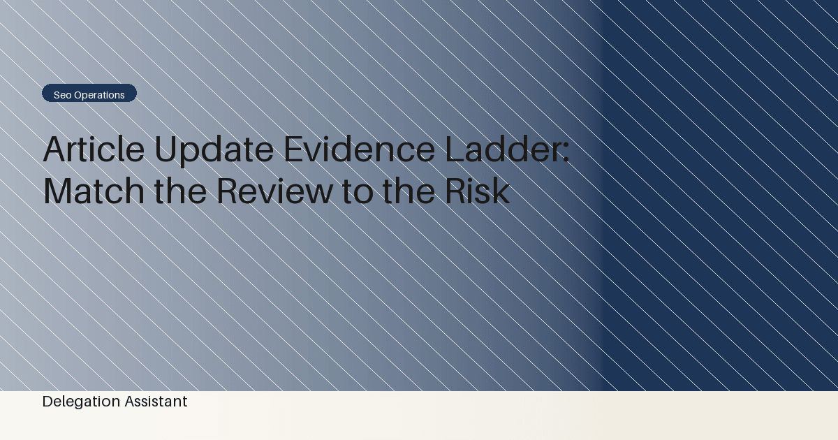 Article Update Evidence Ladder: Match the Review to the Risk