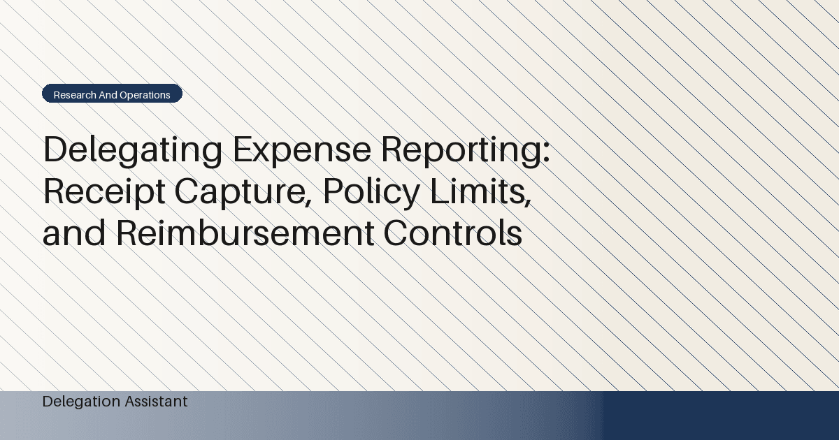 DelegationAssistant research visual about delegated expense reporting and receipt controls