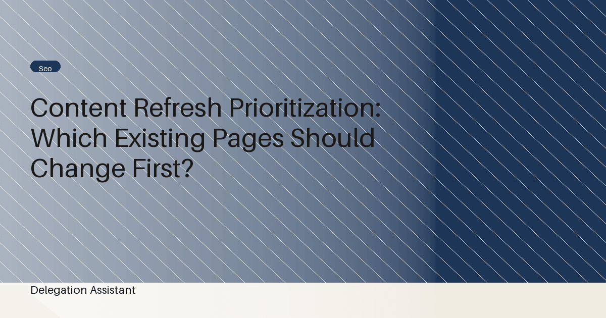 Cover image for article: Content Refresh Prioritization: Which Existing Pages Should Change First?