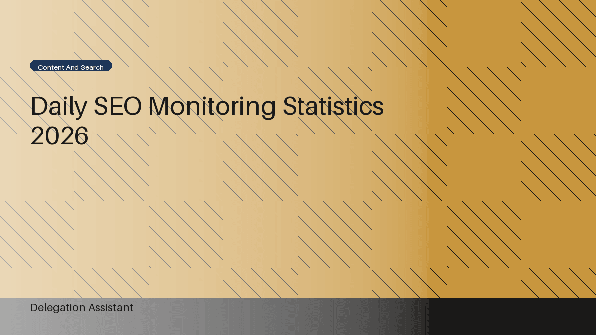 Deterministic editorial research dashboard illustrating daily SEO monitoring statistics