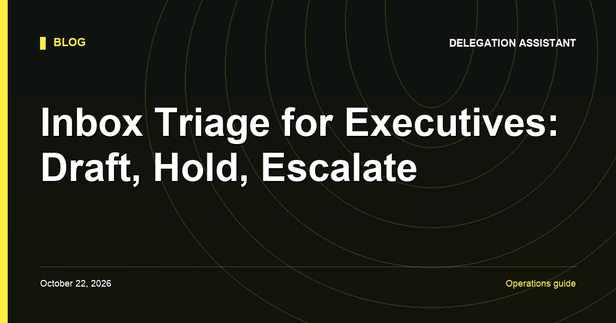 Cover image for article: Inbox Triage for Executives: Draft, Hold, Escalate
