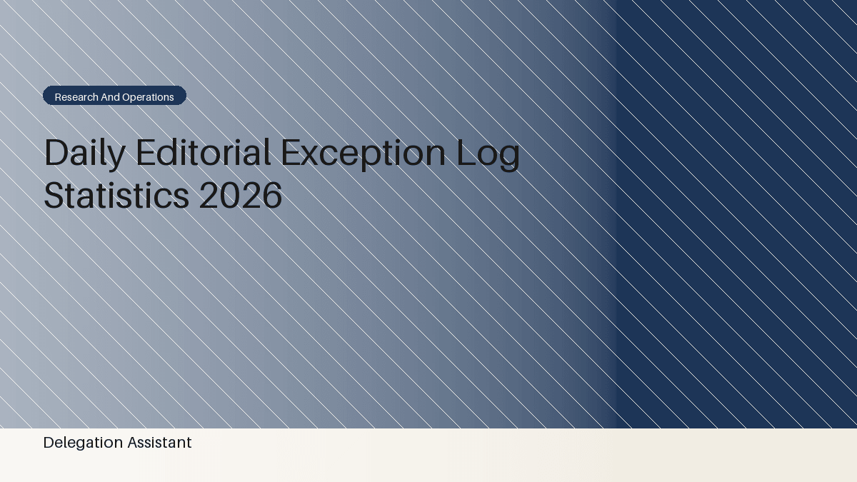 Deterministic editorial research dashboard illustrating daily editorial exception log statistics